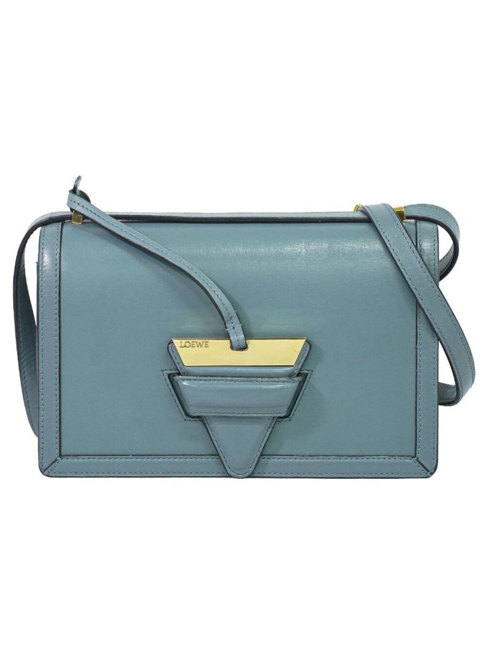 Loewe Barcelona Shoulder Bag Pochette Leather Blue